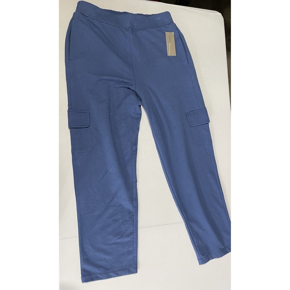 Soft Surroundings Women's Blue Cargo Elastic Waistband Walking Pant Medium